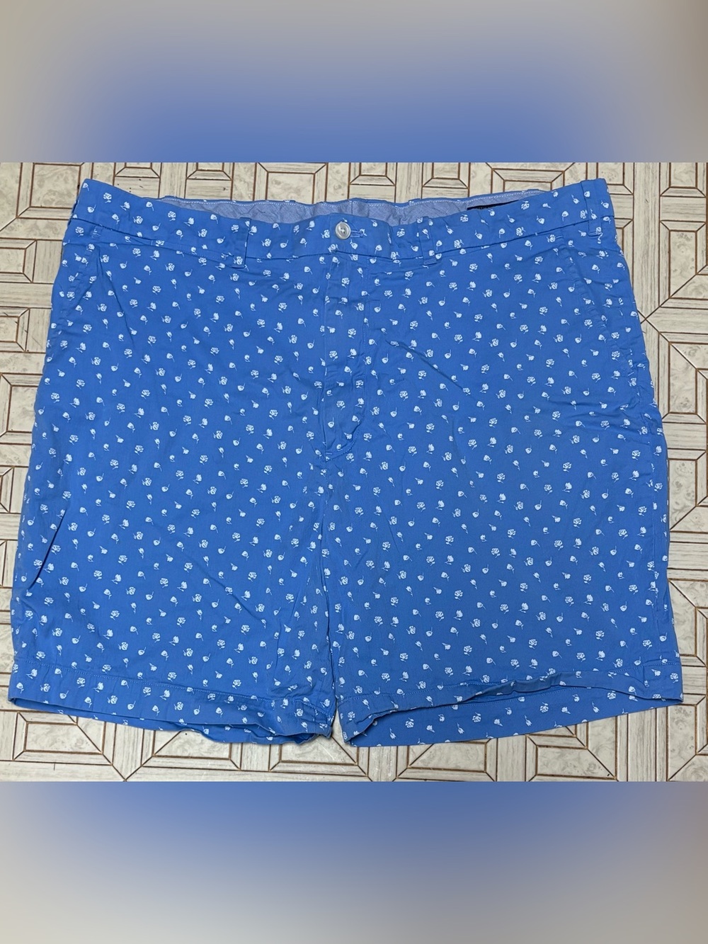 Polo Golf Ralph Lauren Shorts Mens 40 Blue Floral Chino Flat Front Cotton Twill